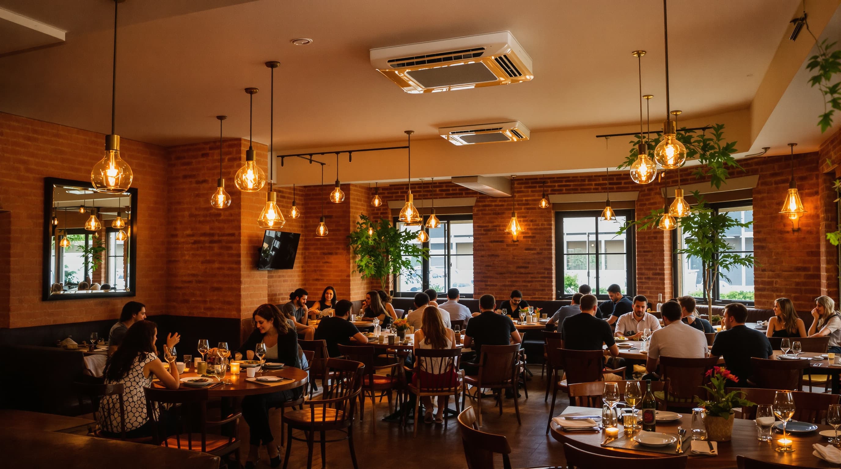 Restaurante con aire acondicionado discreto